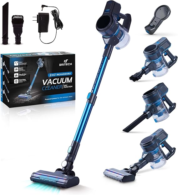 BRITECH Cordless Lightweight Stick Vacuum Cleaner, 250W