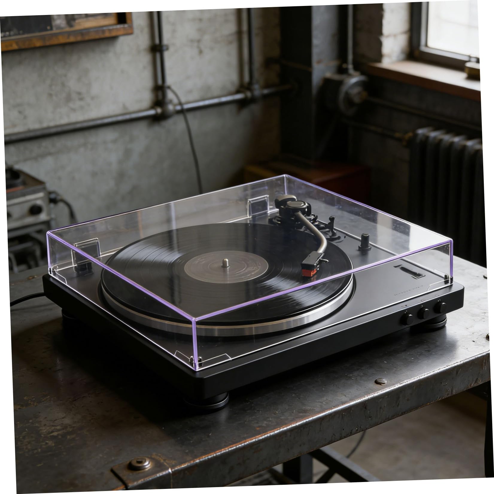 KALLORY Copertura 416,5x340x60mm Trasparente in Acrilico per Vinile Antipolvere Custodia Protettiva Resistente, Protezione Antipolvere per Uso Domestico e Sala Musica