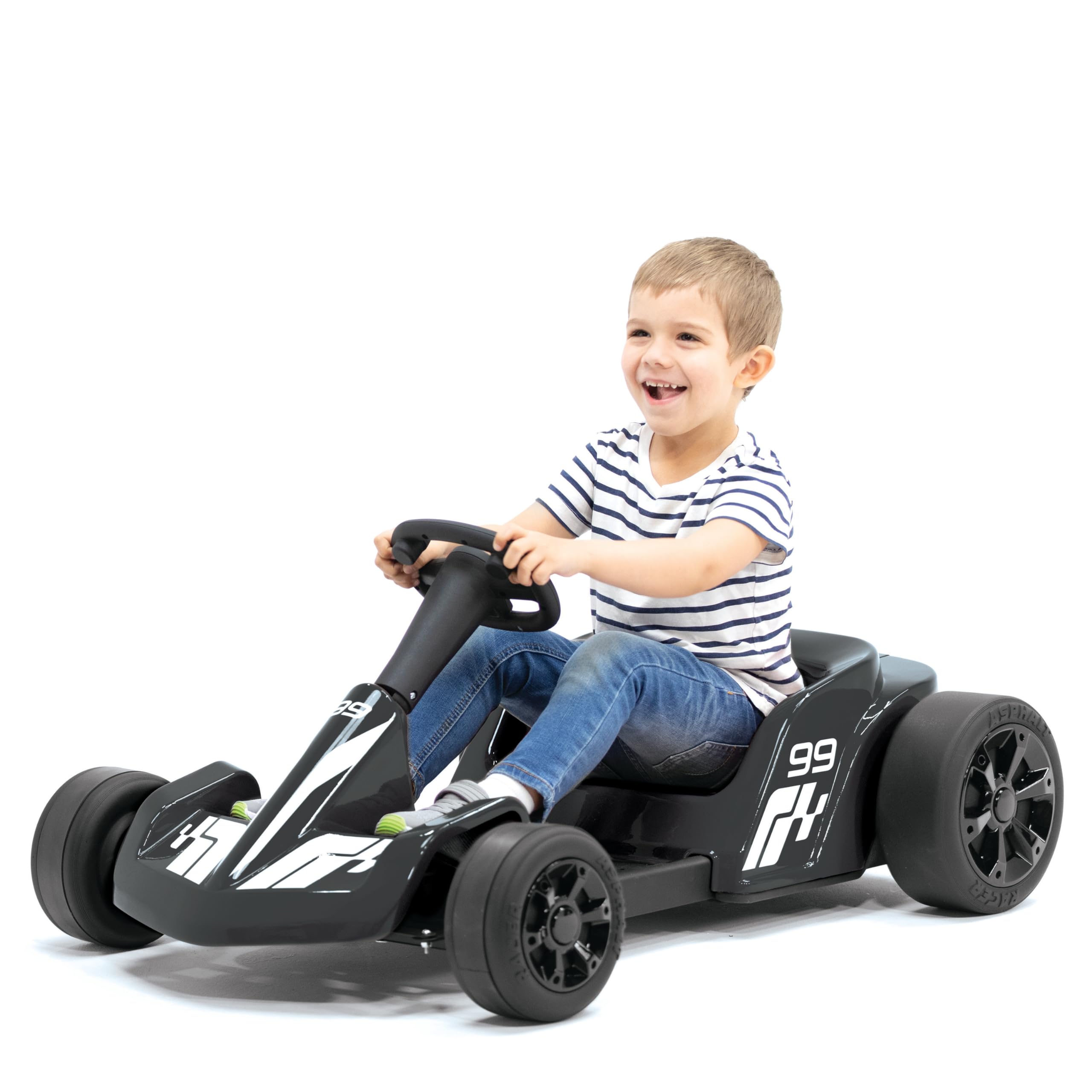 ReadyGO 12V Asphalt Racer Go Kart, Battery Powered Ride-on, High Speed Mode (5 MPH) - Black