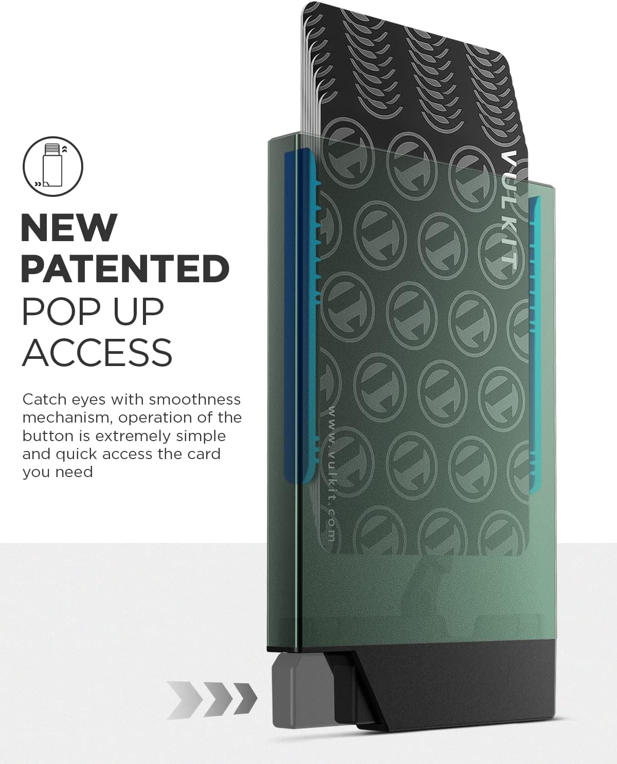 VULKIT Pop up Card Holder Minimalist Credit Card Holder RFID Blocking Slim Metal Card Case for Men or Women(Midnight Green) - Image 3