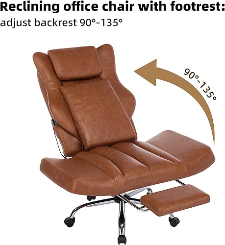 Miniatura 4 de DYHOME Silla de oficina ejecutiva con masaje y reposapiés, escritorio de tareas resistente, sillas ergonómicas giratorias con ruedas de apoyo