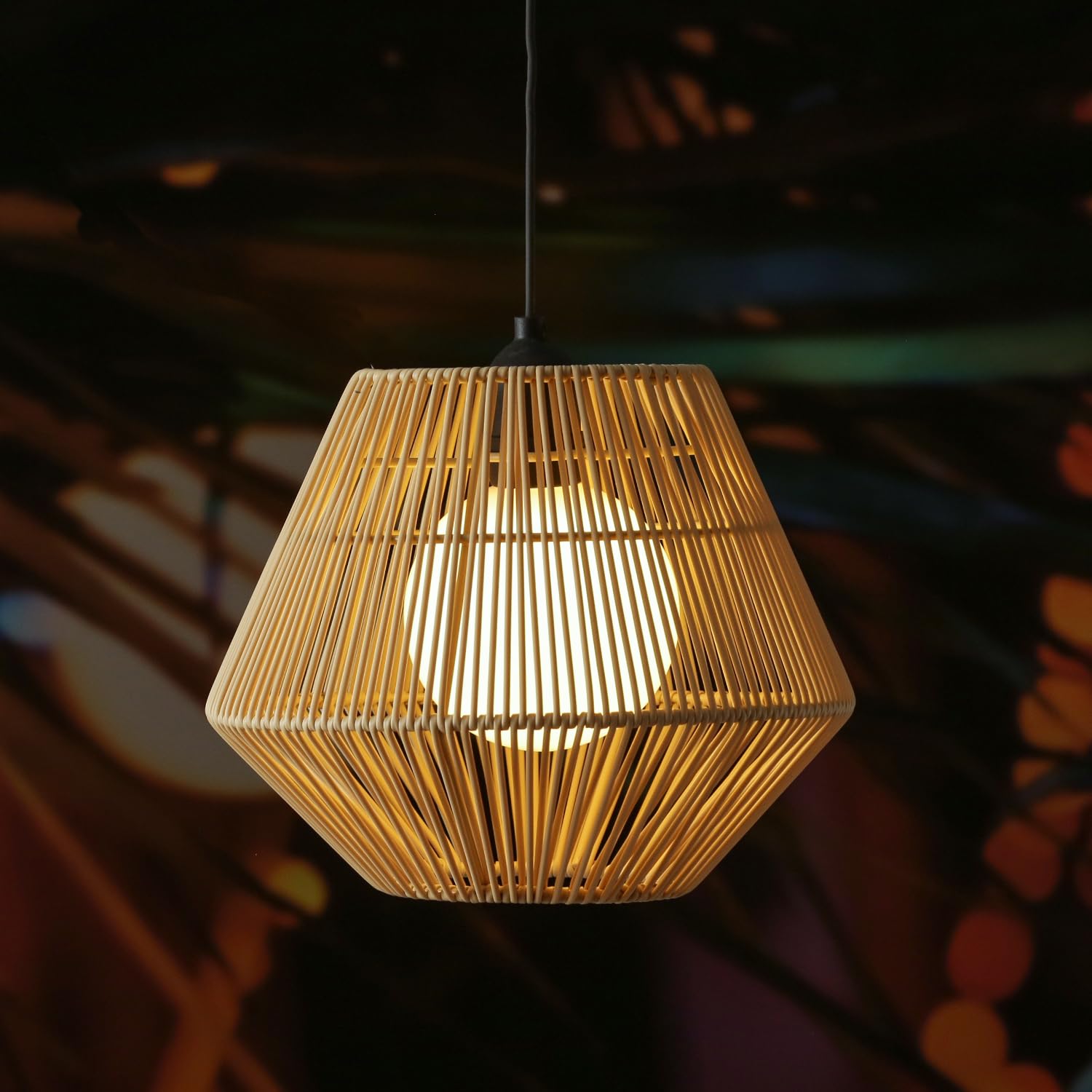 MARELIDA LED Solar Hängeleuchte Aus Bambus – Boho-Stil, 40 Cm Hoch, 28 Cm Durchmesser, Warmweiß, Mit Lichtsensor, IP44, Für Terrasse, Balkon & Garten