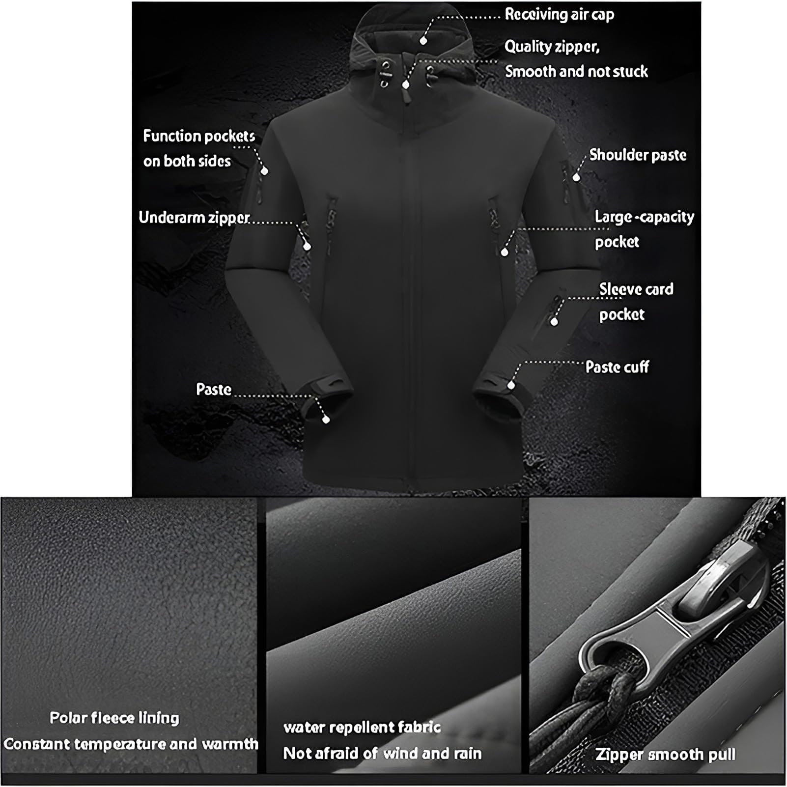 Herren Weiche Shell Kapuze Taktische Jacke & Hosen Anzüge für Outdoor-Angeln Wandern Camping