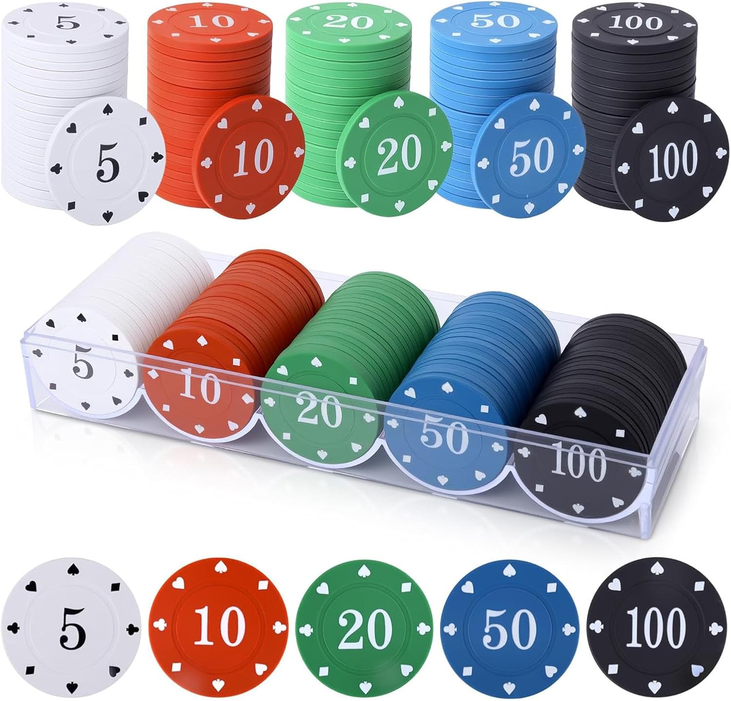 Professional Poker Chips Set with Storage Box for Blackjack, Texas Hold'em, Night Poker Games - 100 Pieces