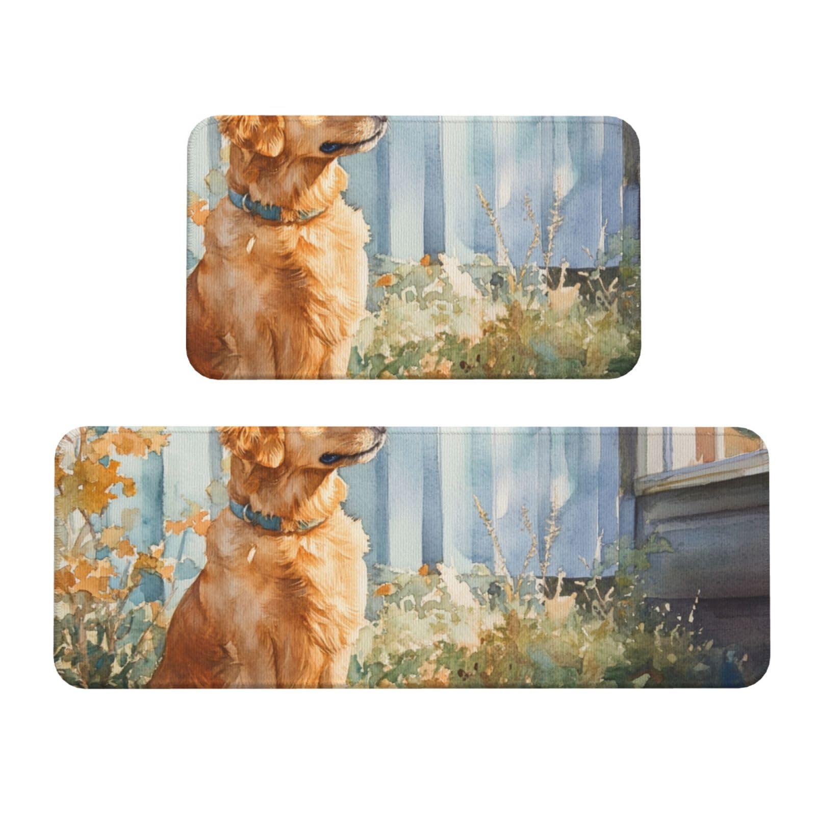 Juego de 2 tapetes de cocina acolchados y antideslizantes con diseño de perros