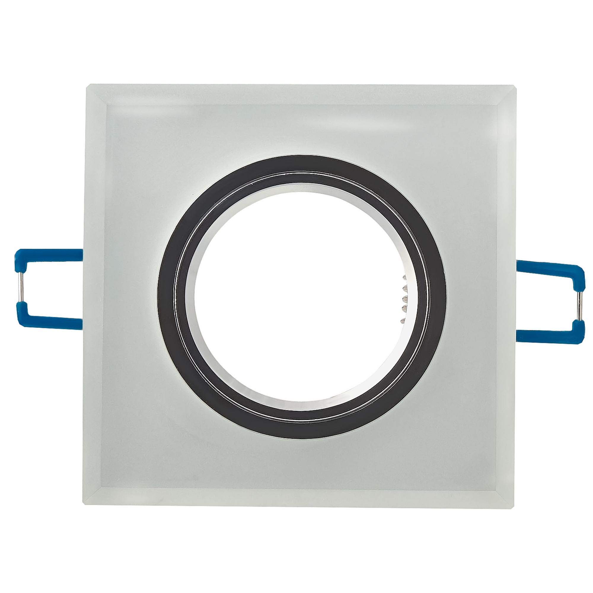 12x Einbaurahmen Set Weiß-Matt eckig für Einbaustrahler aus Glas - Rahmen 90x90 für GU10 MR16 Leuchtmittel - 75mm Bohrloch Deckenstrahler Strahler Einbauspot Einbauleuchte