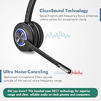 Vista 2 de Leitner LH575 Auriculares inalámbricos de oficina 2 en 1 con micrófono - Auriculares para computadora y teléfono (auriculares DECT, no Bluetooth)