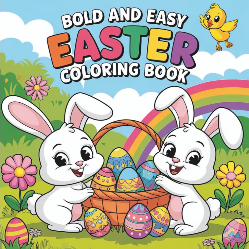 Bold and Easy Easter Coloring Book: 55 Bold & Easy Easter Coloring Pages with Cute Bunnies, Decorated Eggs, Chicks, & Simple Spring Scenes for Kids (Bold & Easy Seasonal Coloring)