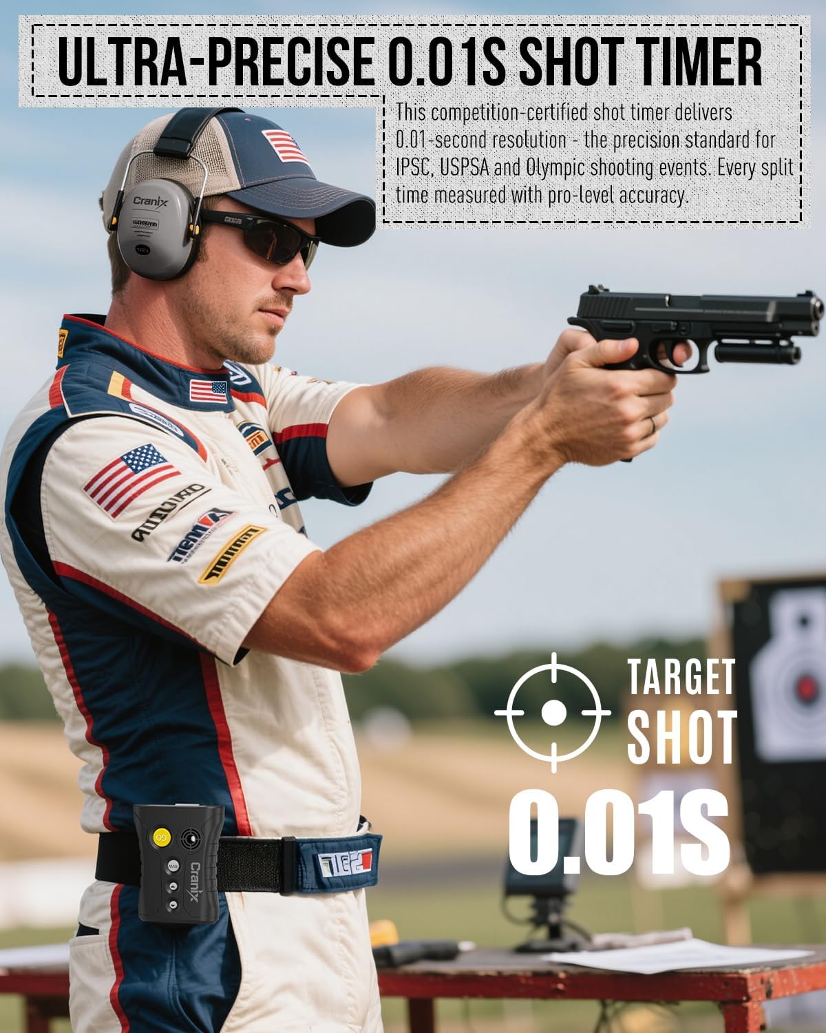 Professional Shot Timer for Shooting Competition, 0.01s Precision Tactical Training Shot Timers with Loud Buzzer, Enhanced Detection & Long Battery Life & 4 Modes (Yellow)