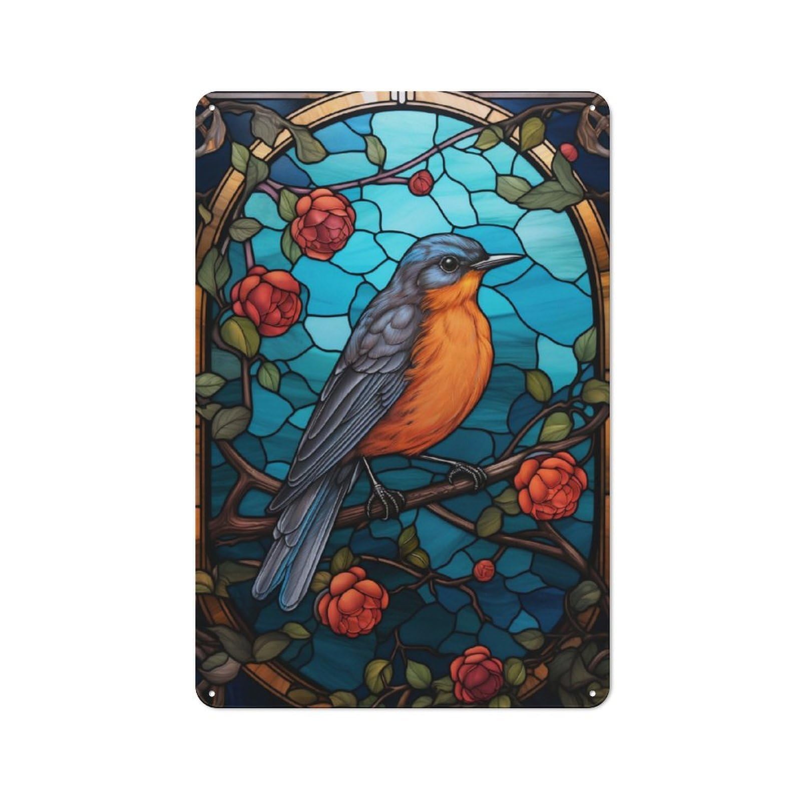 Junmoney The Bluebird Rustic Metal Plaque 30X20cm For Guest Room Or Hallway, For Home Interiors, Feature Walls And Decorative Displays