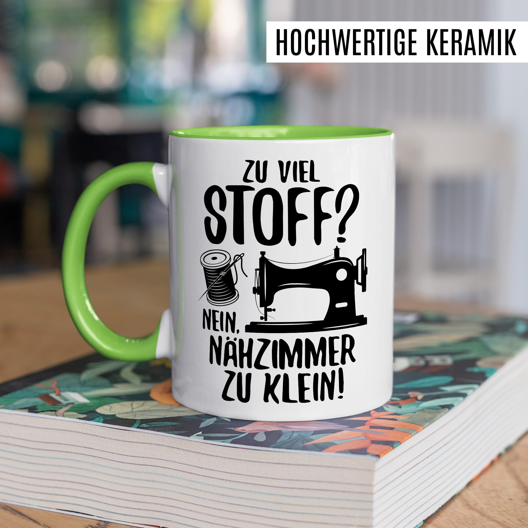 Nähen Tasse „Näh-Fee“ – Keramikbecher 330 Ml, Spülmaschinenfest, Beidseitig Bedruckt, Geschenk Für Nähbegeisterte
