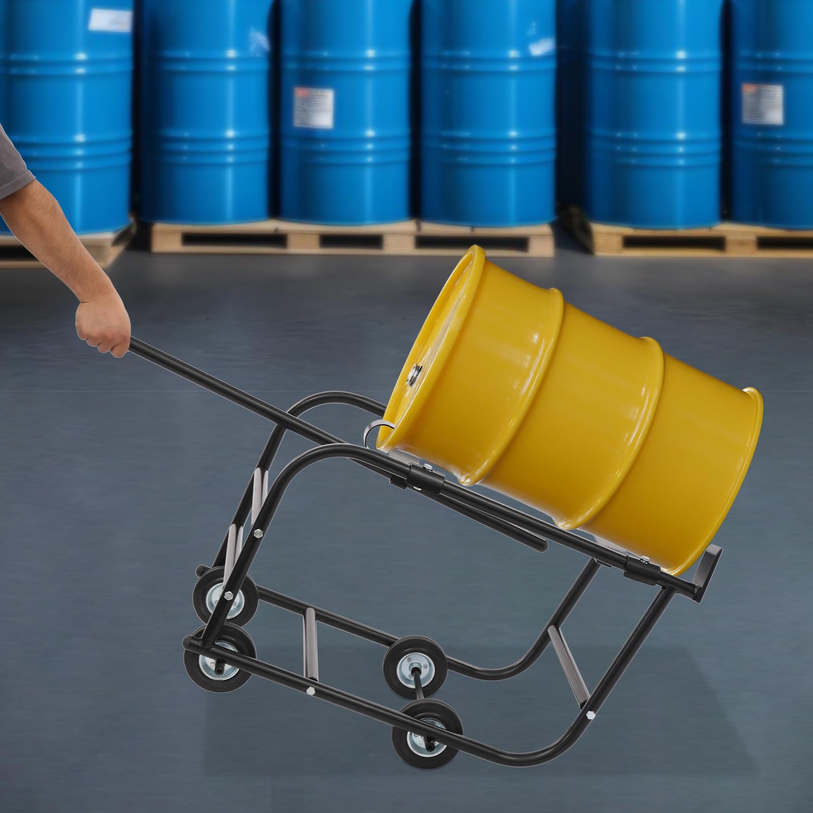 Carrello allungabile, 272,15 kg, in acciaio, nero, industriale, ribaltabile, per officine, fabbriche, trasporto di vari oggetti cilindrici