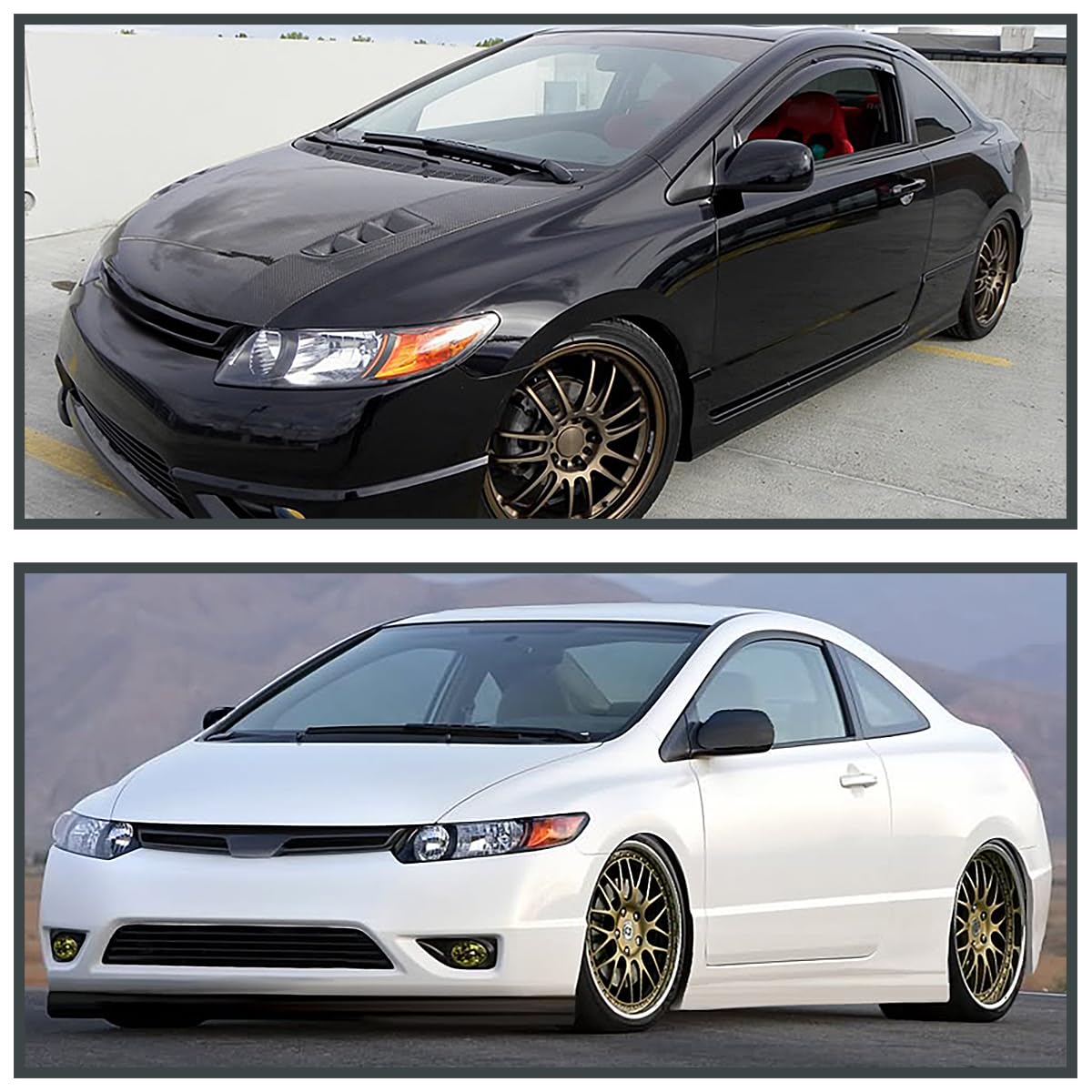 Spec-D Tuning Black Headlights Compatible with 2006-2011 Honda Civic Coupe 2Dr L+R Pair Head Light Lamp Assembly