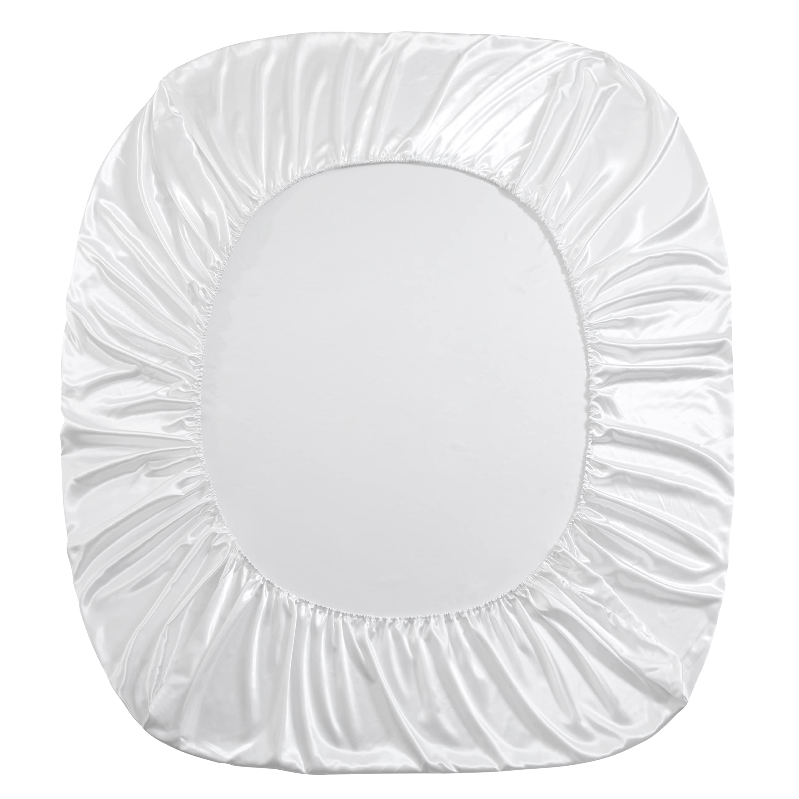 Drap-housse en satin pour lit double, blanc