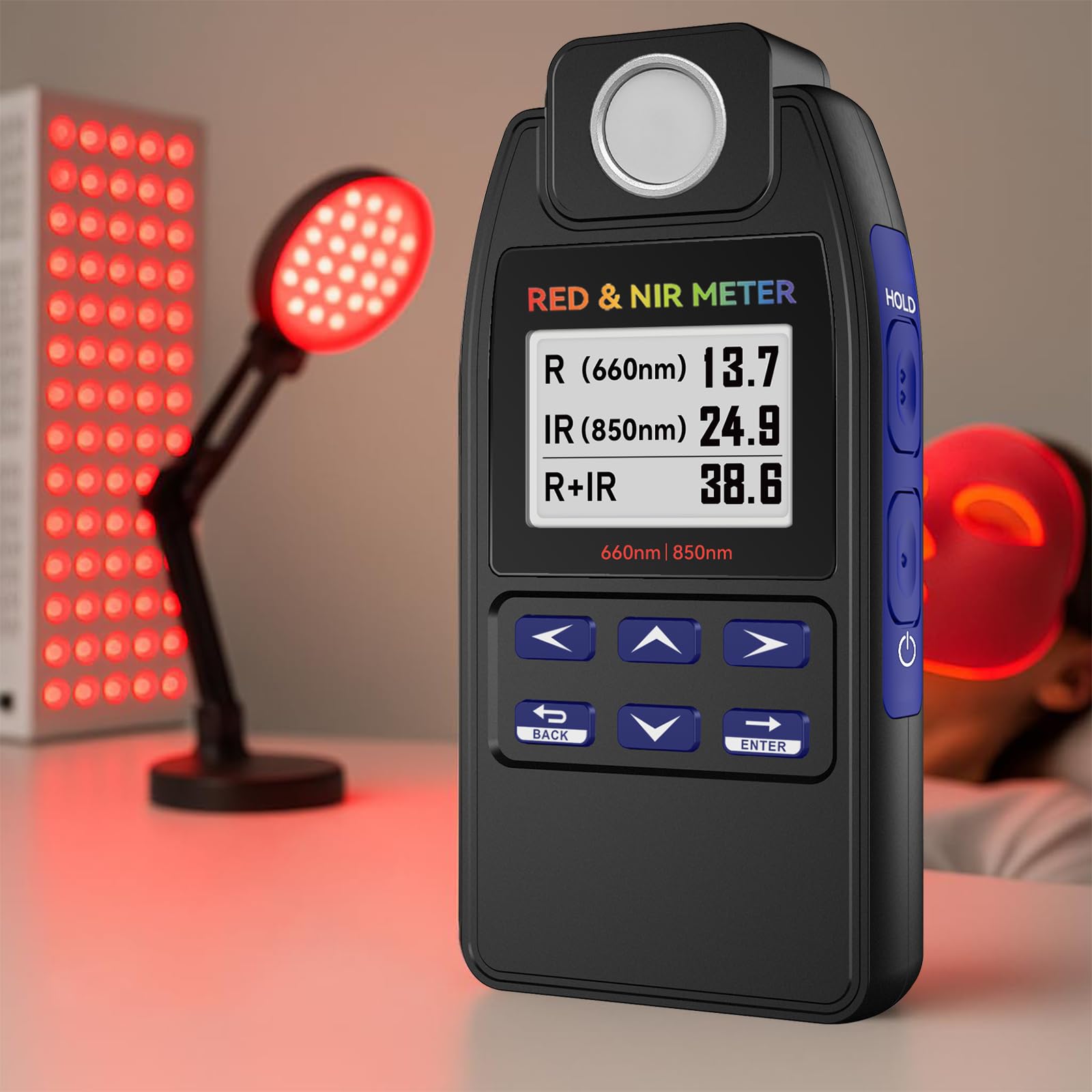 AH-DRNIR 660nm & 850nm Rot-/NIR-Lichtbestrahlungsmeßgerät – Professionelles Dualwellenlängen-Radiometer