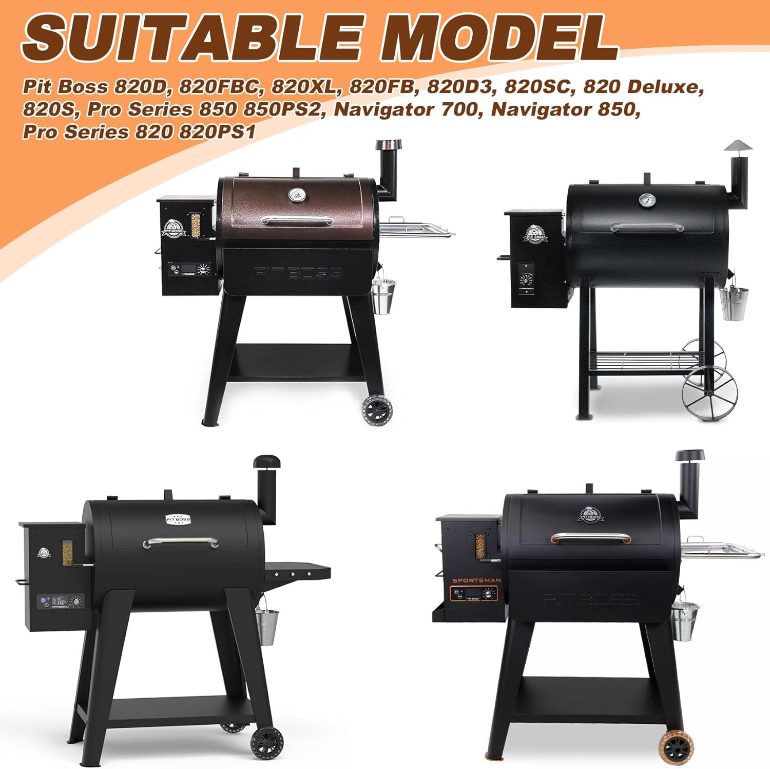 74070 Auger Motor Replacement Parts Kits for Pit Boss 820S 820D 820FB 820D3 820XL 820SC Grill Accessories, 19 1/2" Auger Flighting Shaft & Auger Motor Bushing for Pit Boss 820 Series Pellet Grills