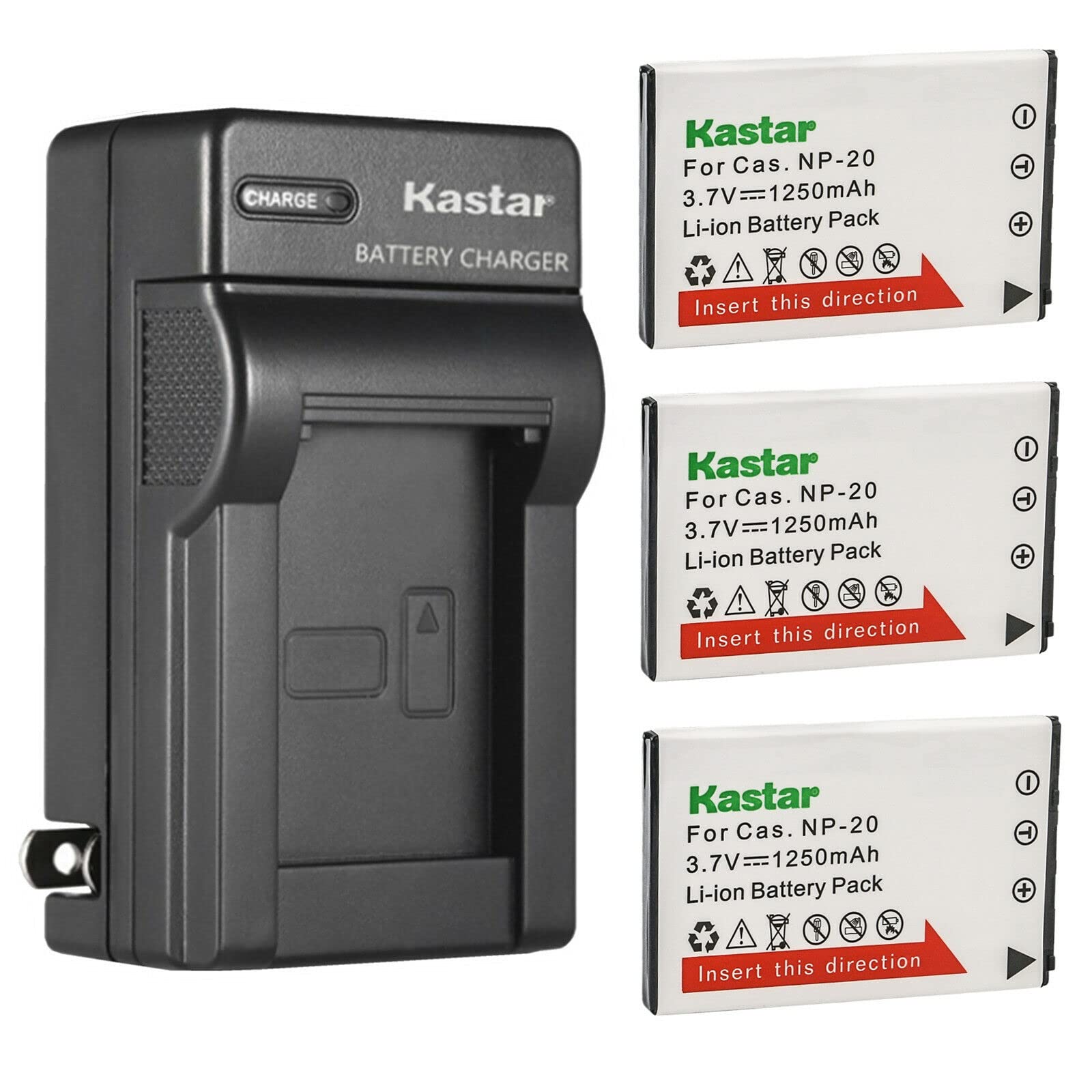 Kastar 3-Pack Battery and AC Wall Charger Replacement for Casio NP-20 NP20 CNP-20 CNP20 Battery, BC-11L BC-31L Charger, Casio Exilim EX-Z6, Exilim EX-Z7, Exilim EX-Z8, Exilim EX-Z60, Exilim EX-Z65