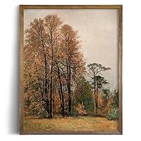 Vista 3 de Rustic Farmhouse Wall Art Decor - 11x14" - Autumn Forest Birch Fall Tree - Boho Art Deco Landscape Picture for Bathroom - French Country Kitchen