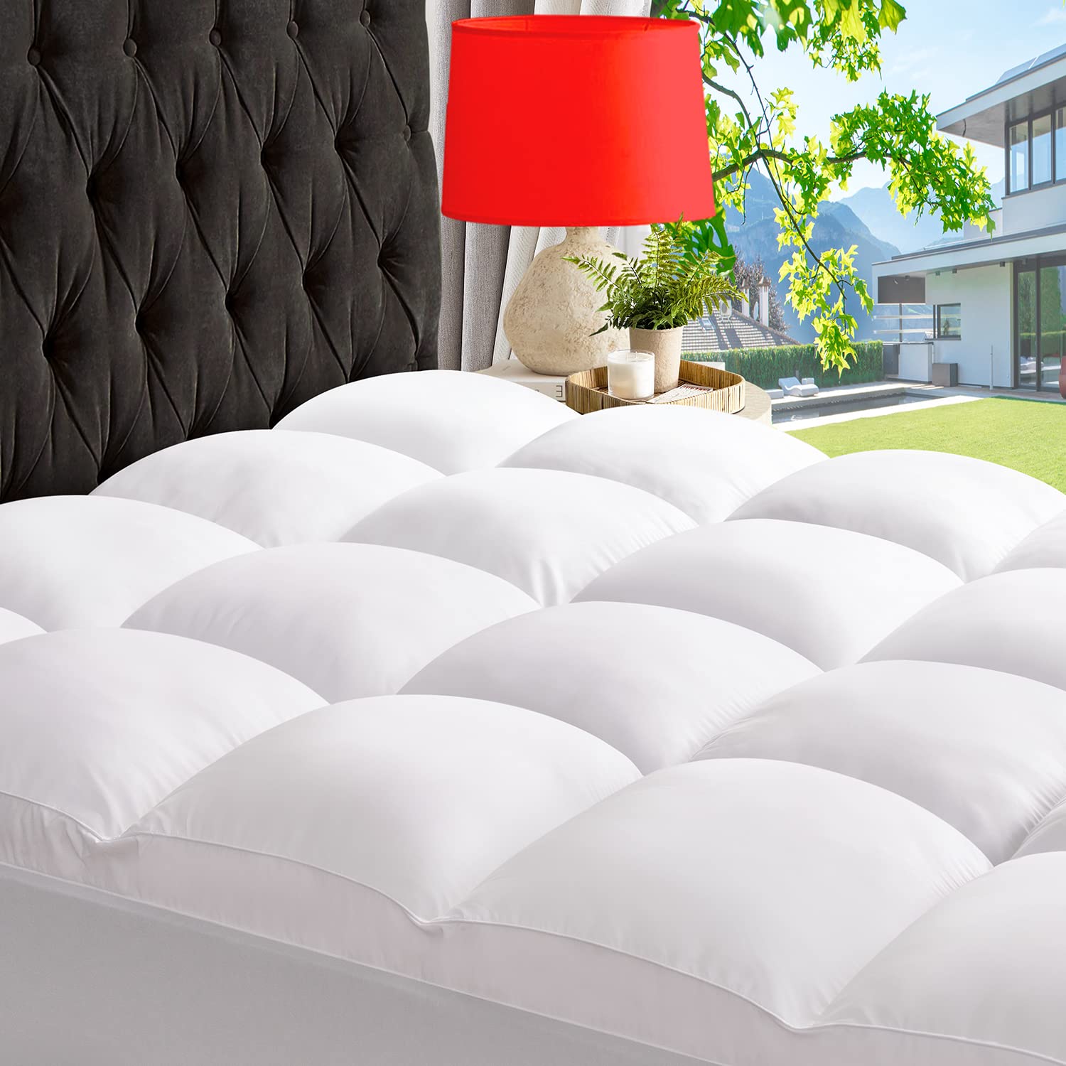 ABENE California King Size Mattress Topper for Back Pain Relief Extra Thick Mattress Pad Pillowtop Soft Plush Mattress