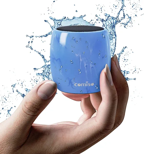 comiso Small Bluetooth Speaker, IPX7 Waterproof Speaker with Robust Bass and Stereo Sound, Wireless Speakers with Hands-Free Call, Portable Speakers for Hiking, Car or Trip, Ideal Gift for M