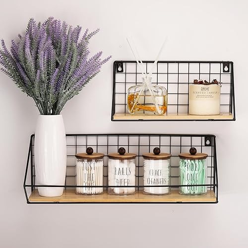 Miniatura 7 de Paquete de 4 soportes Qtip con tapas de madera, recipientes de plástico de 10 onzas para almacenamiento organizador, juego de accesorios de baño