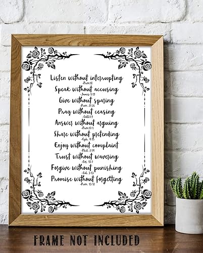 Miniatura 5 de Arte de pared con cita bíblica de reglas de matrimonio, citas bíblicas para amor, impresión artística en blanco y negro, regalos cristianos para