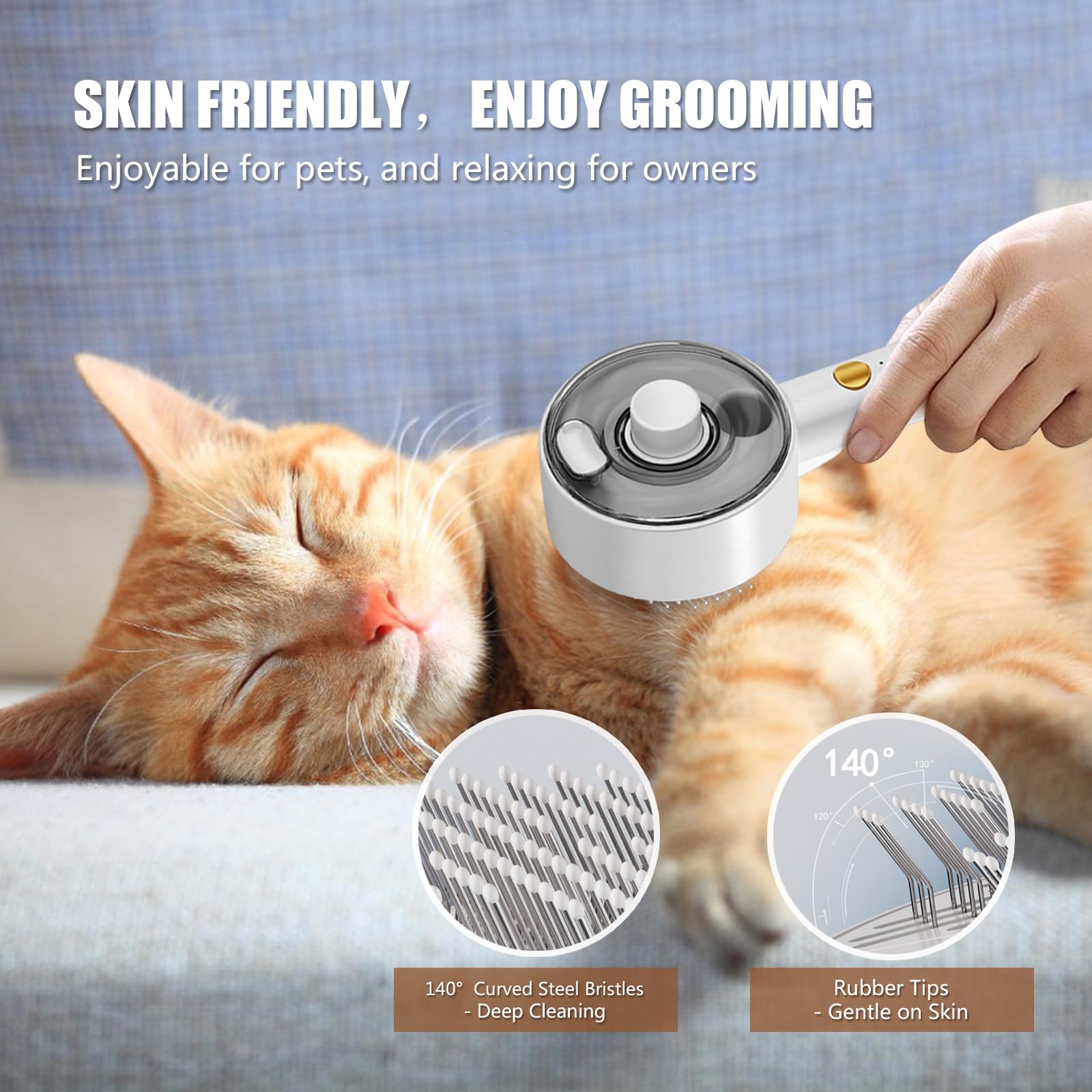 Spazzola a Vapore per Gatti 4 In 1 Spazzola Vapore Gatti Spazzola per Cani Spazzola Capelli per Massaggio,Cura e Depilazione Steamy Cat Brush Spazzola Gatto con Vapore per Gatti Capelli Lunghi Corti