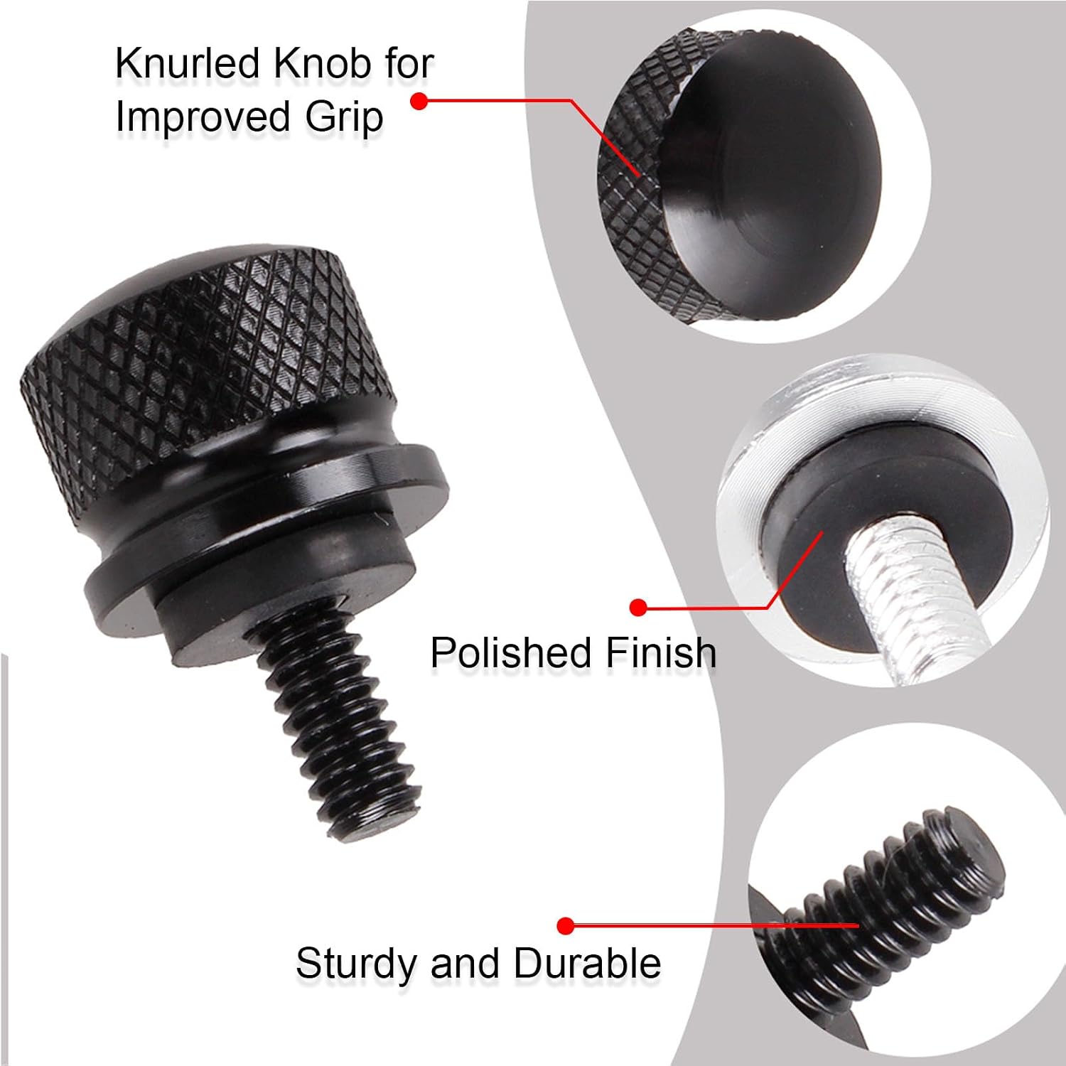 Motorcycle Rear Seat Bolt Screw Quick-Release Stainless 1/4"-20 Thread Screw Fit for H-arley Sportster 883 Glide Fat Boy x48 Low Rider (Black)