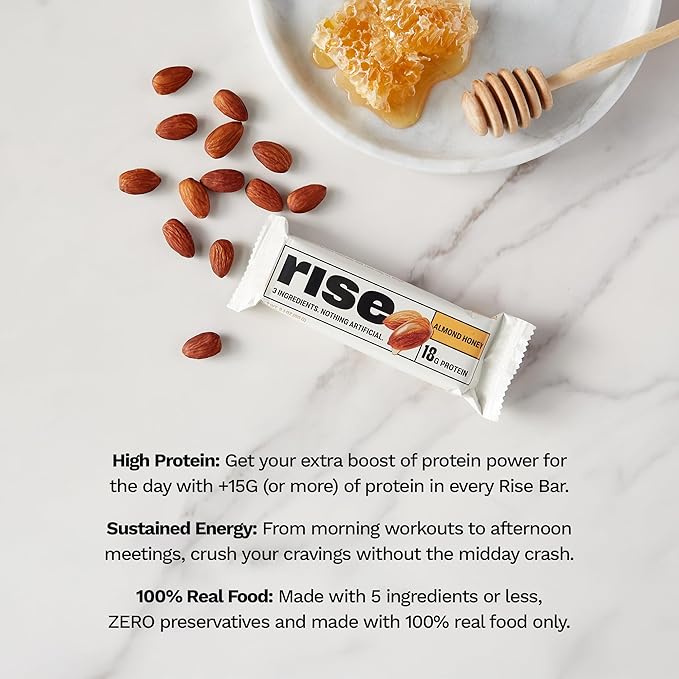 Rise Breakfast Whey Protein Bars Almond Honey 18g Proteína 12 Pack miniatura 4