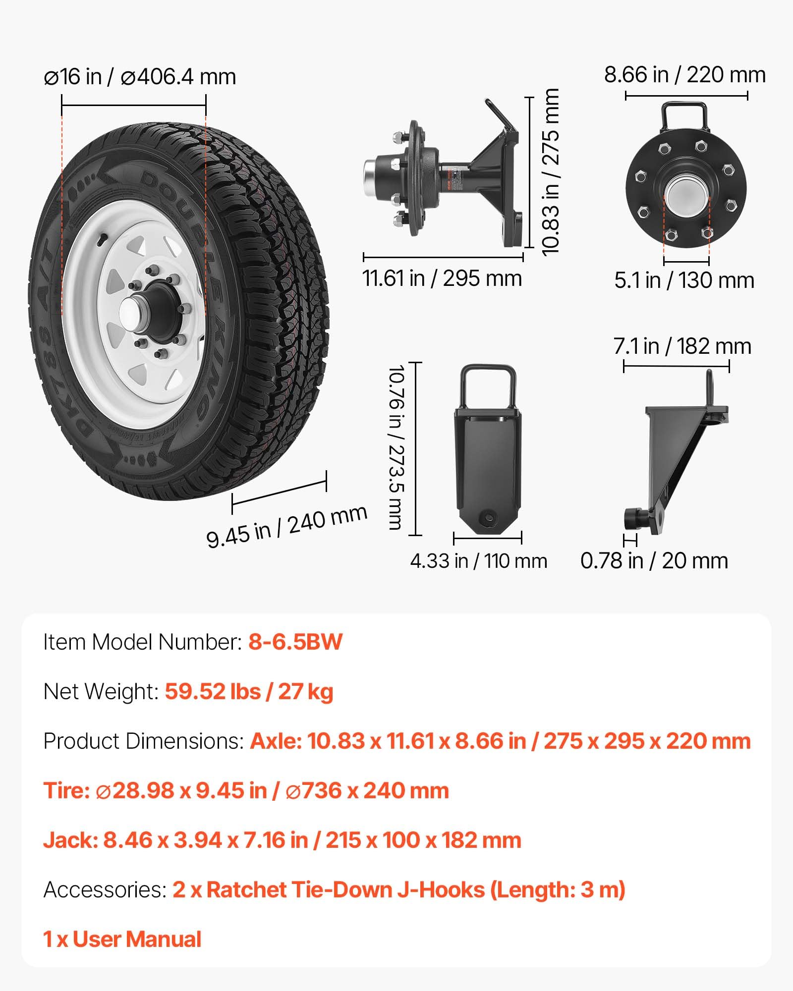 VEVOR Ruote per Container, Kit di Ruote a 8 Fori, per Container Marittimi per Carichi Pesanti con Sistema di Cricchetto, per Spostamenti da 6 m a 12 m, Trasporto Sicuro per Banchine, Nero
