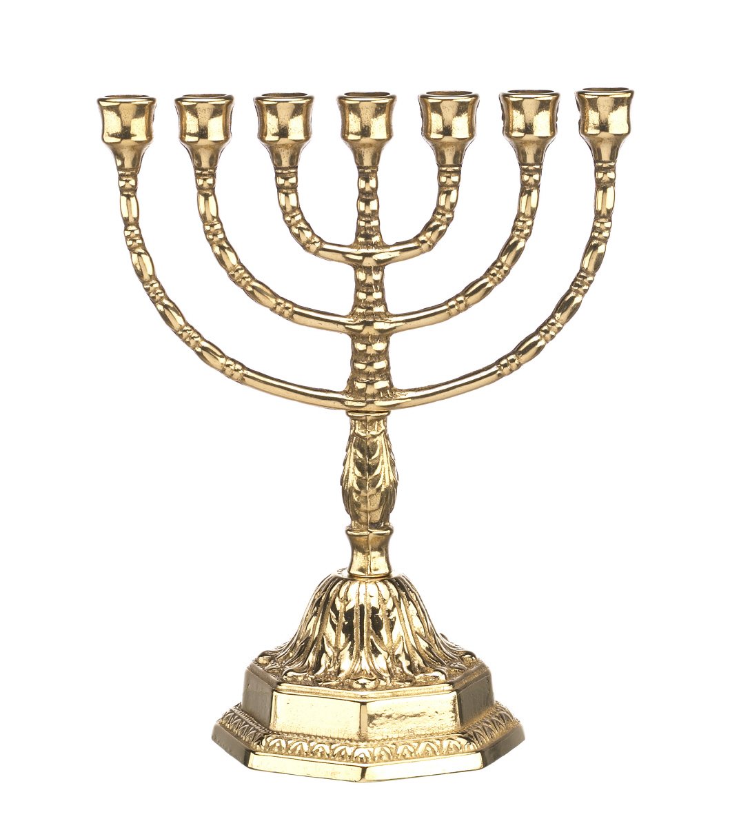 Messing KERZENSTÄNDER Ebraico Kerzenhalter Jüdische Menora Gold 7 ARM Antik Höhe ca.23 cm Davidleuchter Kerzenhalter Barock Tischleuchter Mehrarmig Tischdeko 82305