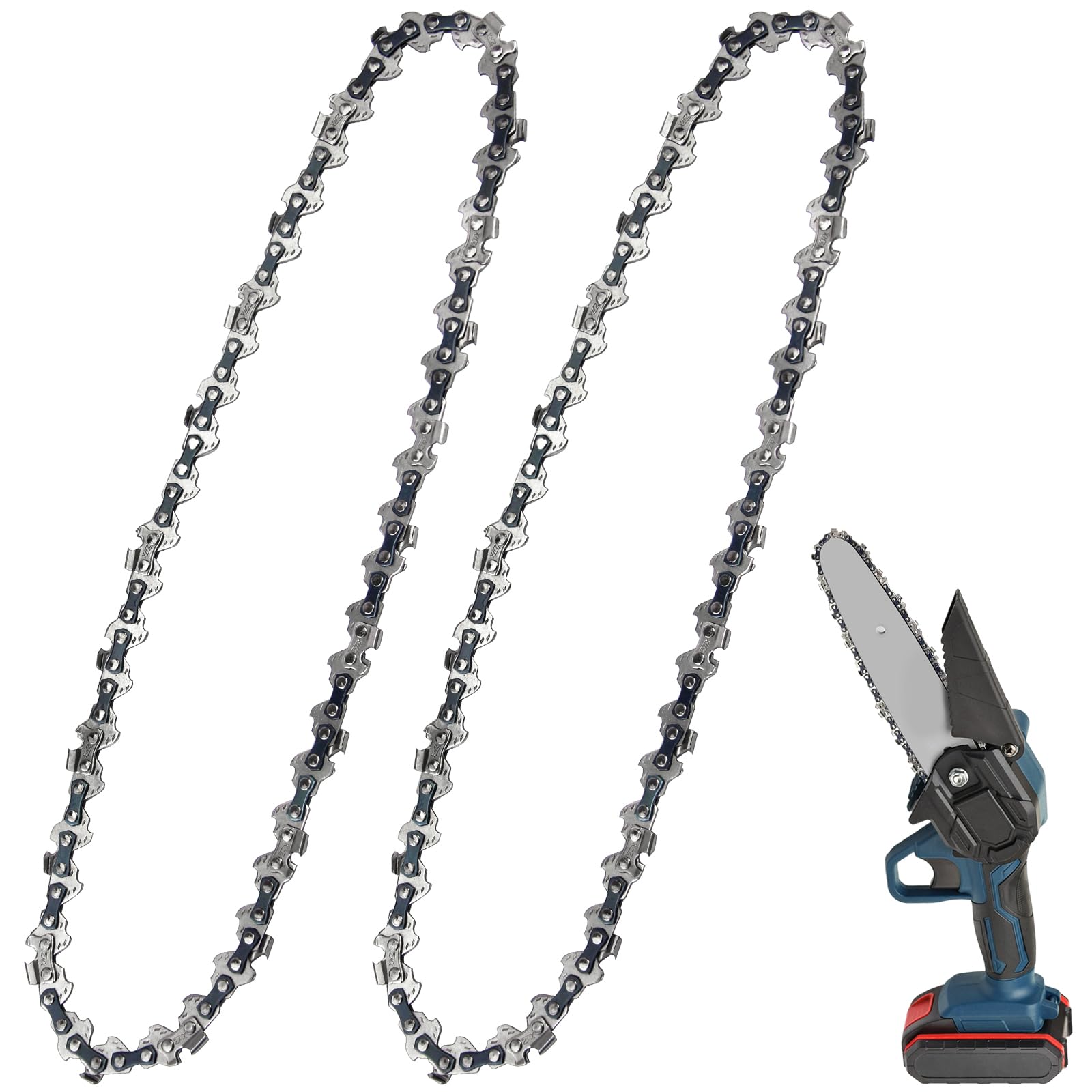 Lunhoo 2 Pack 8” Mini Chainsaw Chains, 1/4” Pitch, .043” Gauge, 45 Drive Links, Replacement Chains for Mini Electric Chainsaw Pole Saw, Wood Cutting, Brach Trimming Pruning