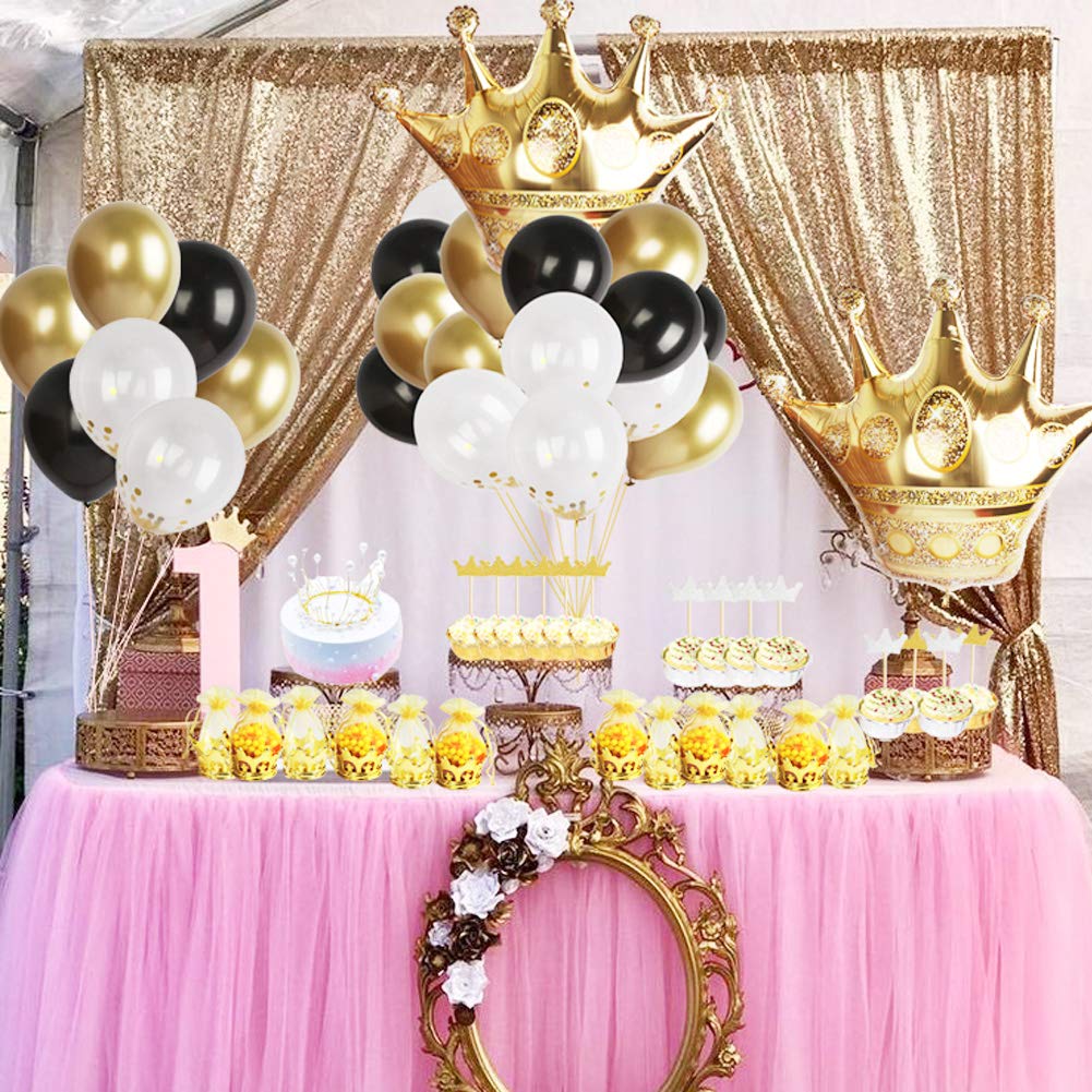 foci   cozi  Gold Crown Party Decoration Kit Gold Crown Pouch,Foil and Latex Balloons,Crown Cake Toppers for Birthday,Bachelorette,Wedding Favors Supplies