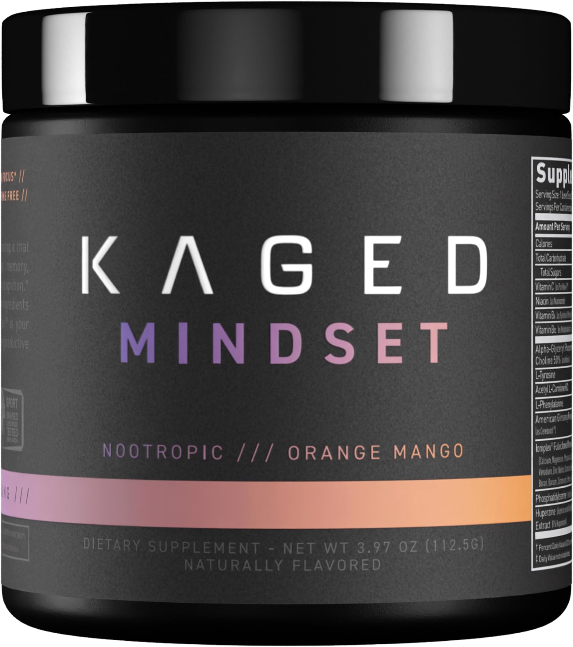 Kaged Nootropic Formula, Mindset, Focus and Productivity Supplement, Stimulant Free, Enhances Memory, Mood, Clarity, 30 Servings
