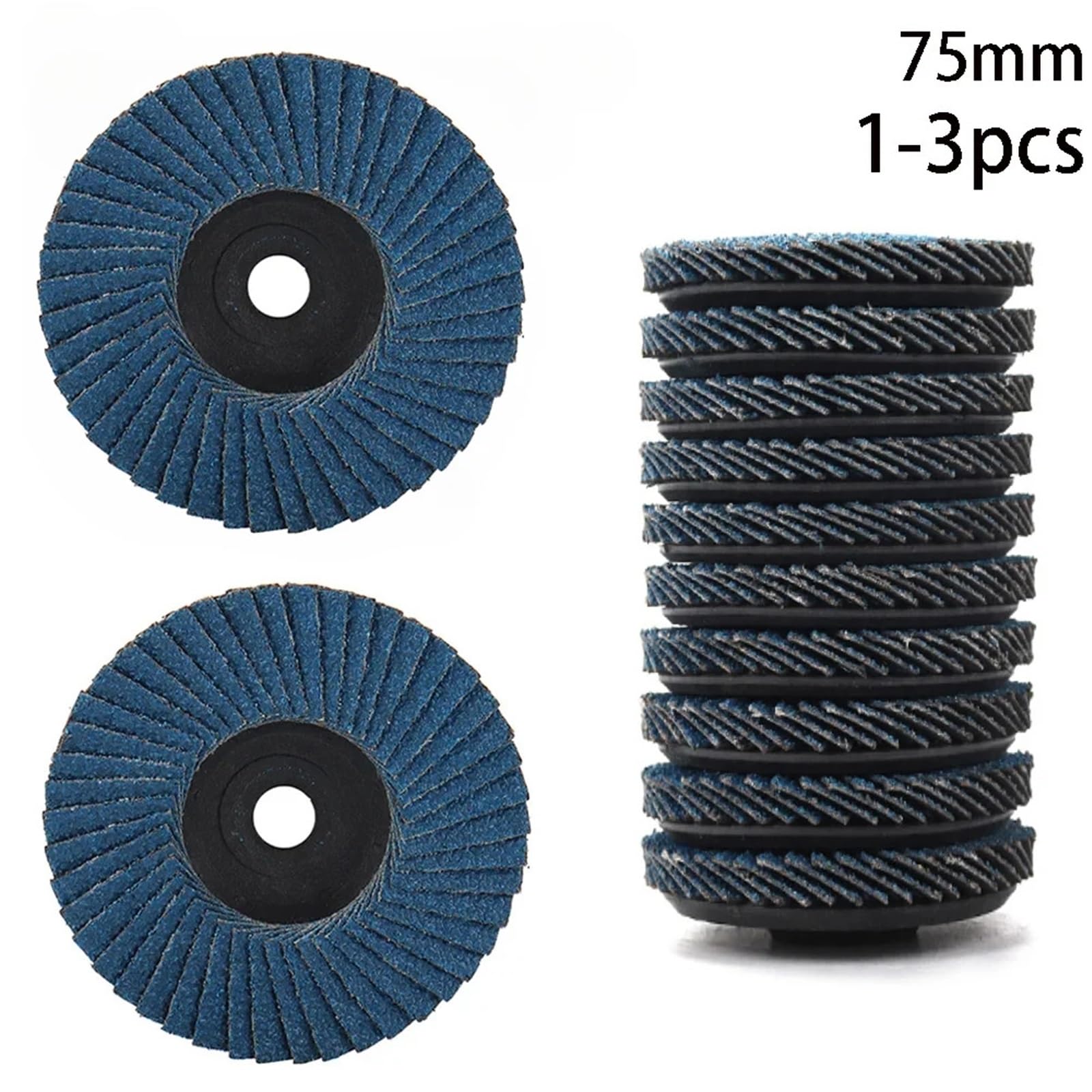 Flache Fächerscheiben, 75 mm, 7,6 cm, Schleifscheibe für Winkelschleifer, Metall, Polieren, Holz, Schleifmittel (3 Stück - 75 mm)
