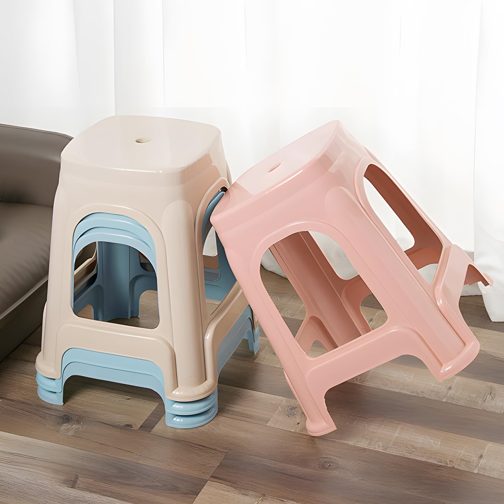 Stapelbare Klassenzimmer-Hocker, Kunststoff, stapelbar, tragbar, Mehrzweckhocker, Stühle-Set, leicht, flexibel, dekorative Hocker, Stühle für drinnen und draußen, 6 Stück