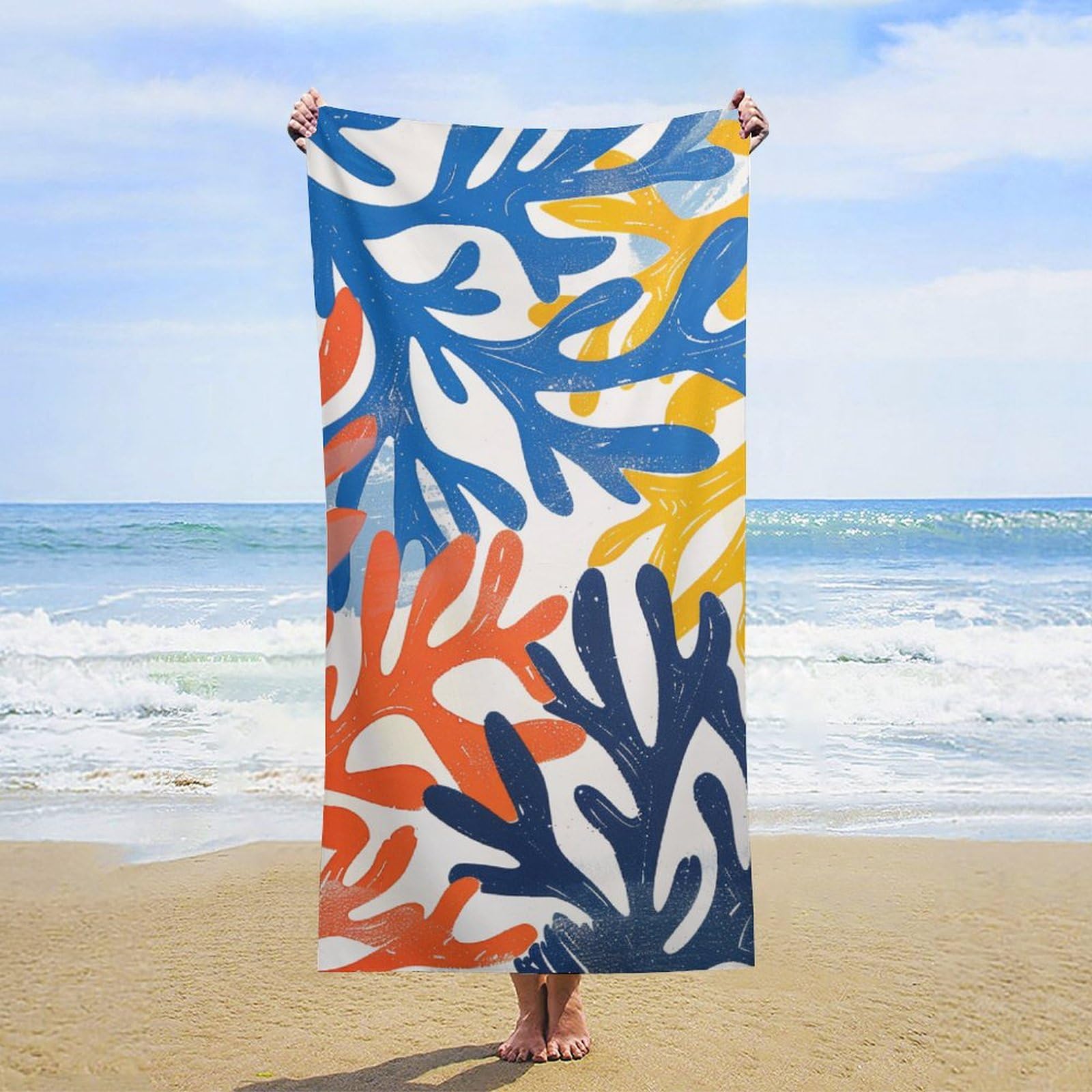 Amazon.com: MaSiledy Colorful Coral Reef Blue and Orange Beach