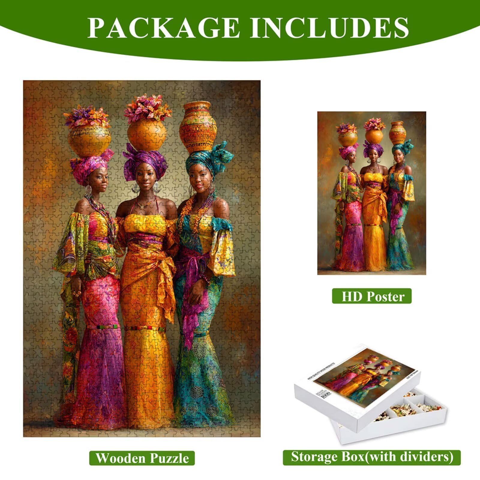 Puzzle 1500 Piezas Adultos Mujer & África, Rompecabezas con Letras Traseras y Póster, Pasatiempo Antiestrés, Decoración de Pared, Regalo Decorar Mujer Hombre 87 x 57 cm (14 Años +) P3#986