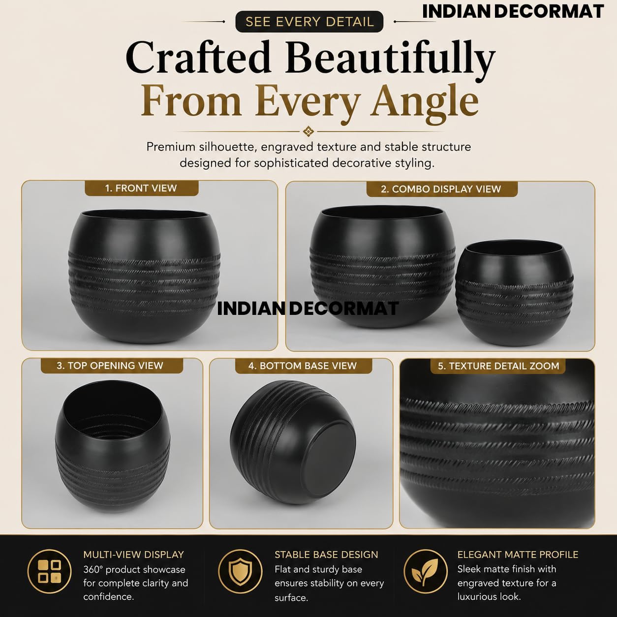 Black Indoor Planters - Modern Home Decor -8 Black Indoor Planters - Modern Home Decor -8