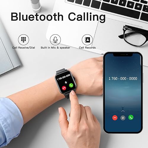 Miniatura 2 de Reloj inteligente (respuestahacer llamadas) Bluetooth rastreador de actividad física con frecuencia cardíaca, monitor de sueño, asistente de voz AI,