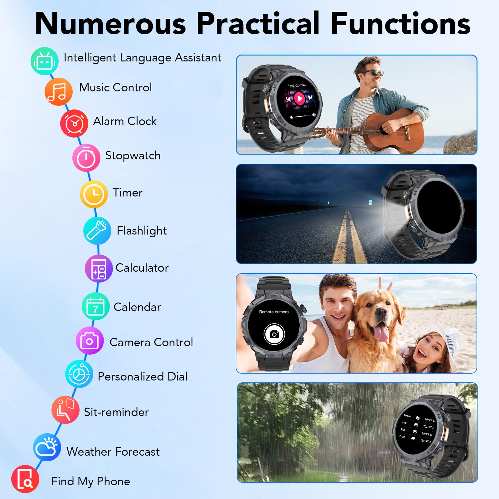TIMU Orologio Smartwatch Uomo, Schermo AMOLED 1,53, Autonomia 30 Giorni, Orologio Militare Uomo Chiamate Bluetooth, Monitoraggio Frequenza Cardiaca/Sonno, Impermeabile IP68, 110 Modalità Sportive