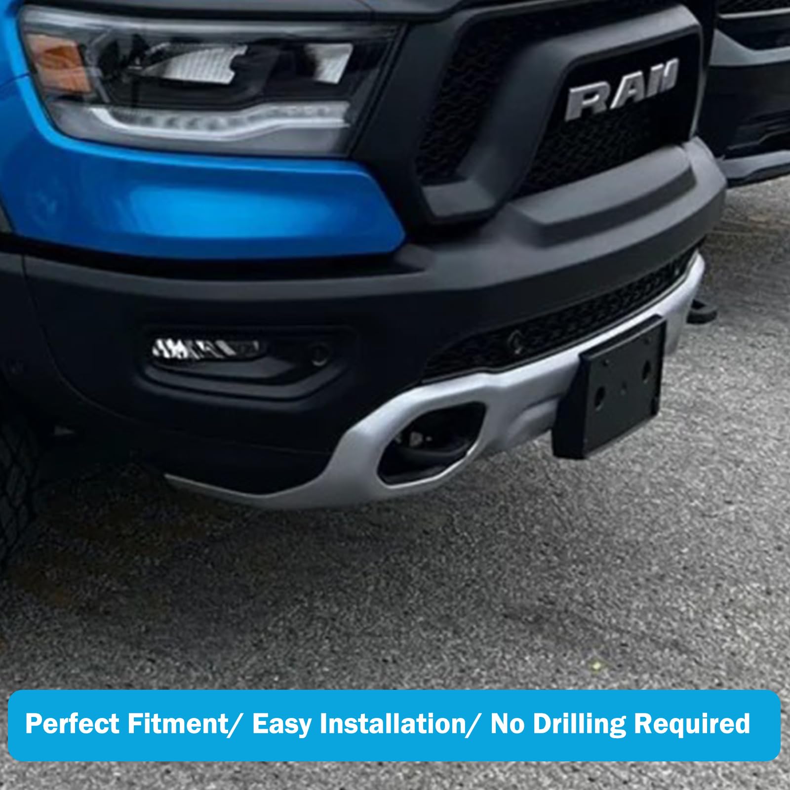 License Plate Holder Bracket 68274219AD – Black ABS Front Mount For 1500 DS (New Body) 2013-2019 - View #4