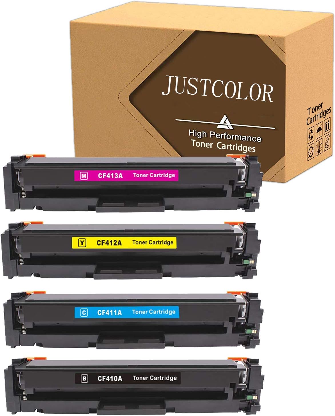 Compatible Toner Cartridges Replacement for HP 410A CF410A CF411A CF412A CF413A for Color LaserJet Pro MFP M477fnw M477fdn M477fdw M452dn M452nw M452dw (1 Black/1 Cyan/1 Magenta/1 Yellow)