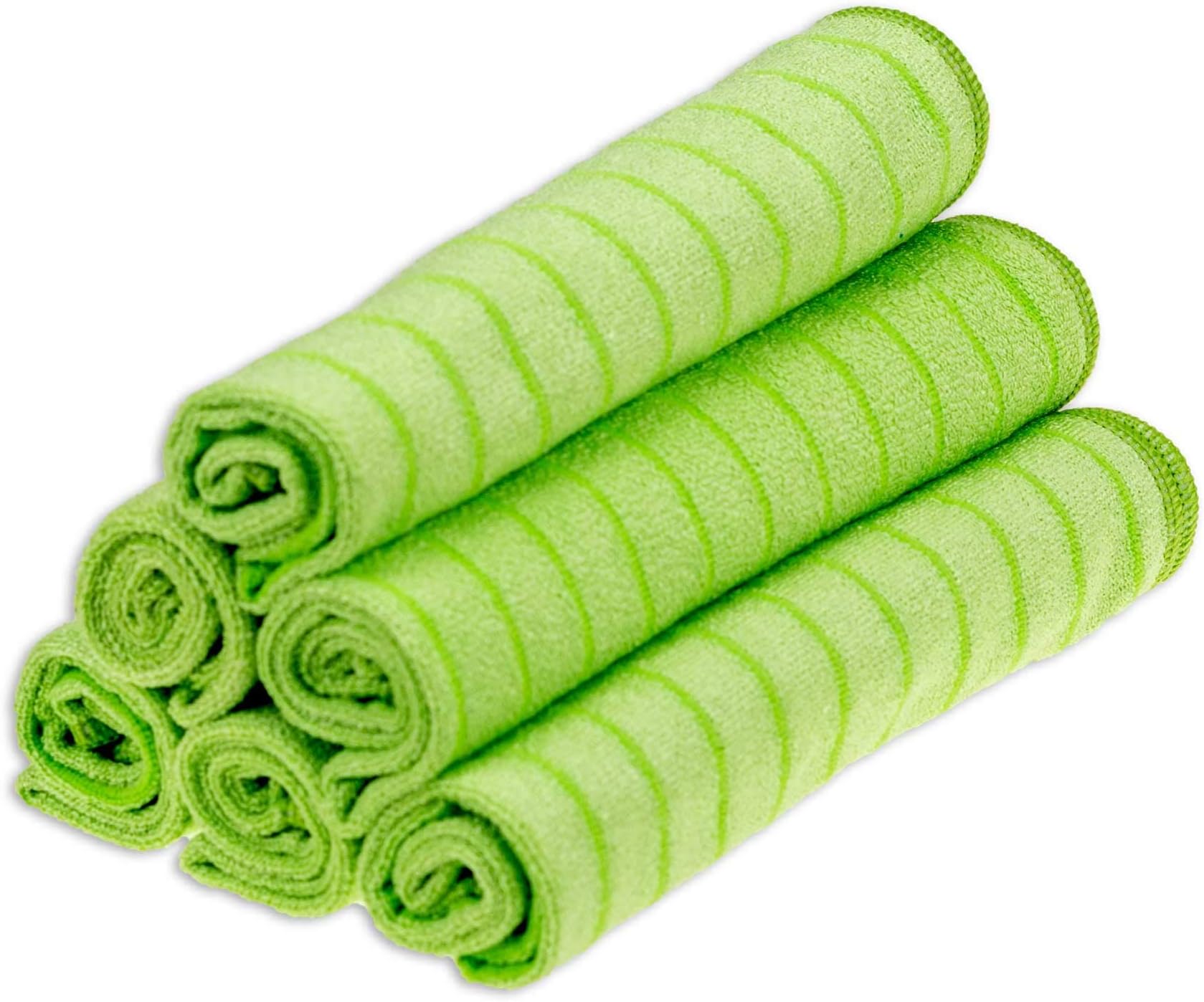Respekt Microfibre Towels, Set of 6, Approx. 40 x 40 cm, Green