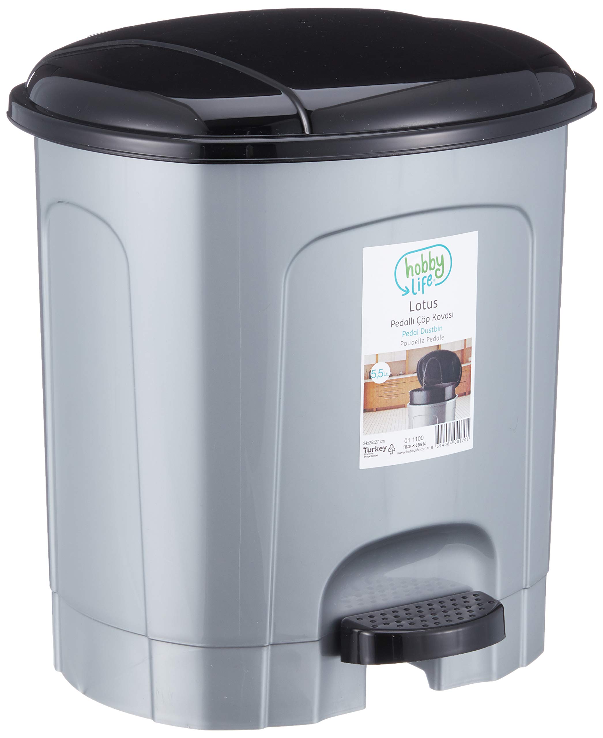 HOBBY LIFE 5.5 Litre Plastic No 1 Pedal Dustbin