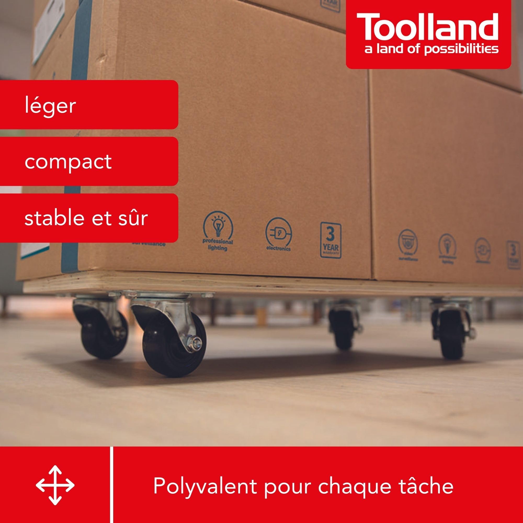 Toolland Rouleur de meubles, avec revêtement antidérapant, 4 patins, poignée intégrée, 4 roulettes en caoutchouc pivotantes, en contreplaqué, capacité de charge jusqu'à 400 kg, bonne maniabilité, 10,5