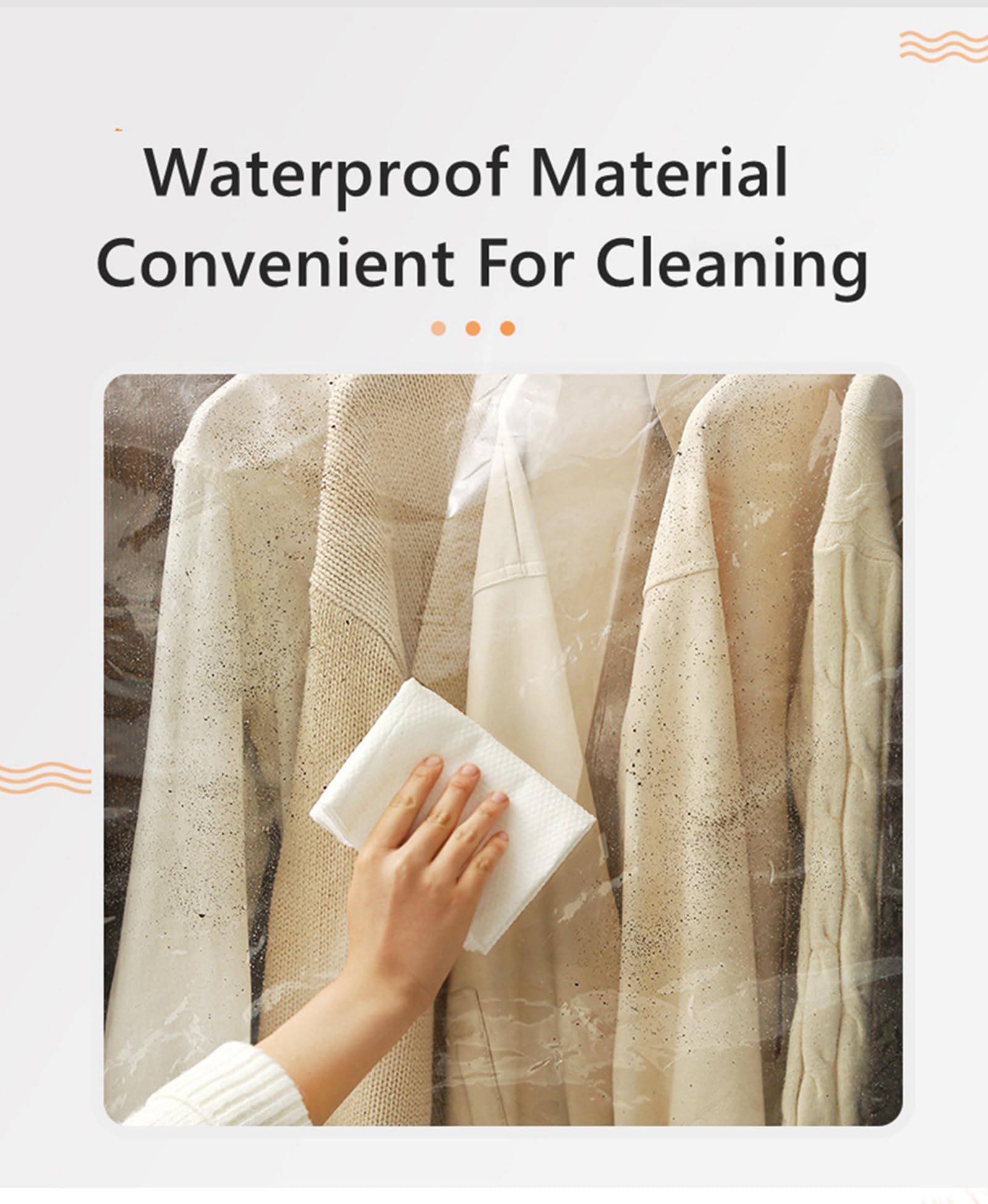 Fundas para ropa, transparente, para colgar, cubierta para perchero, con cremallmpermeable, a prueba de polvo, protector de almacenamiento para traje, abrigo, 50 x 150 x 160 cm, transparente