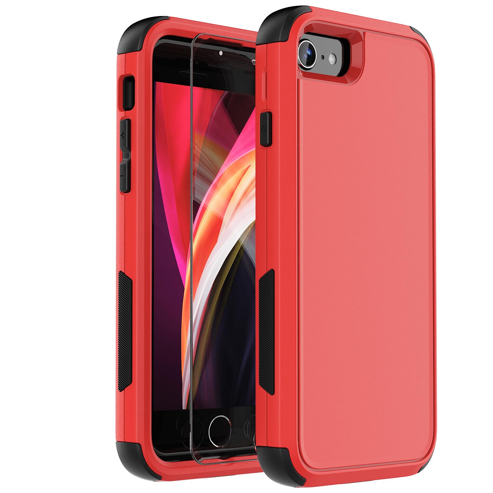 for iPhone SE 2022(3rd Gen)/iPhone SE 2020 (2nd Gen)/iPhone 7 Case/iPhone 8 Case with Screen Protector 3 in 1 Heavy Duty Shockproof Shock-Resistant