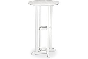 RBT124WH Polywood Traditional 24" Round Bar Table in White