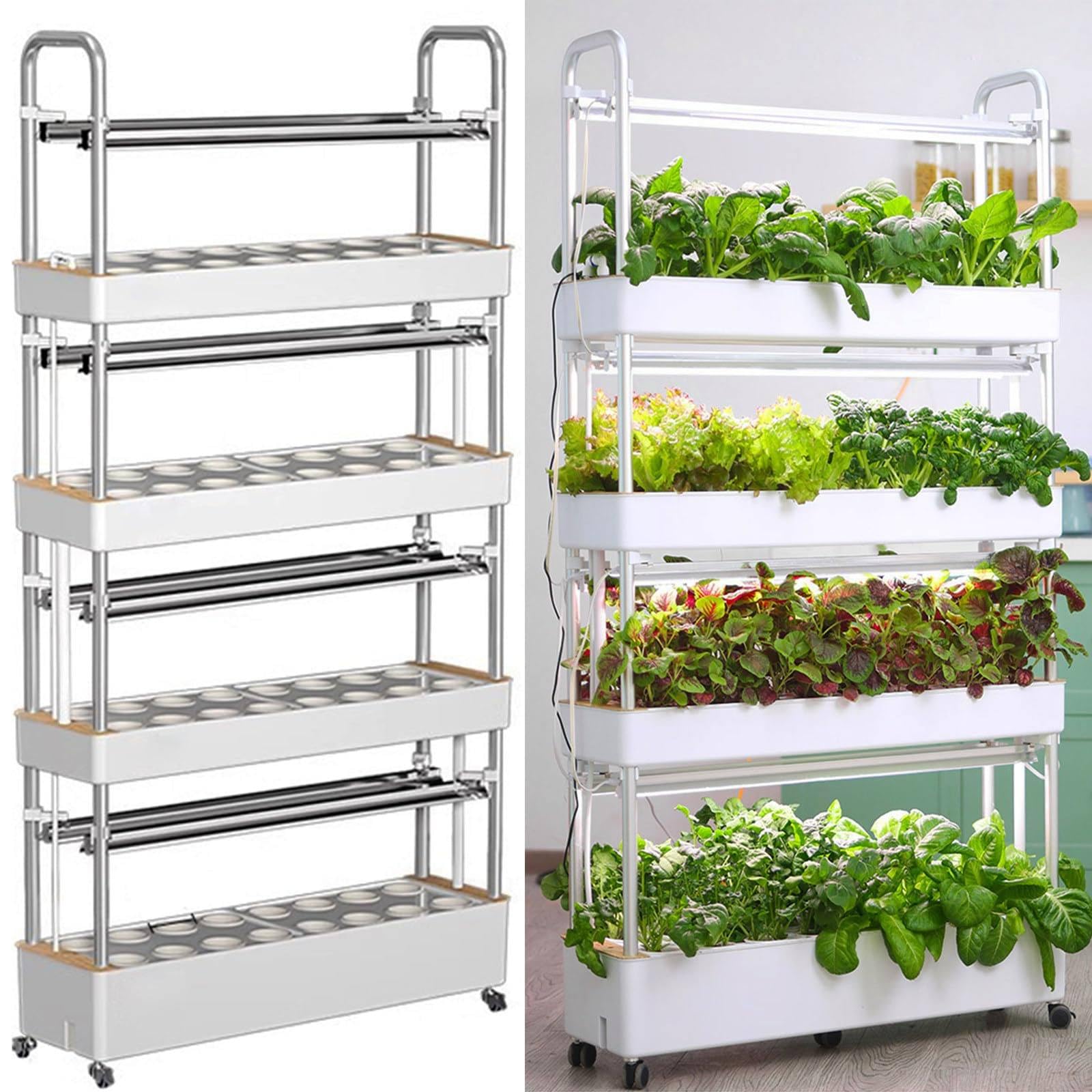 Sist-ema de cultivo hidropónico para jardín de 48/64 orificios, torre hidropónica con luz LED para cultivo, espacios para plantar, kit de cultivo aeropónico de vegetales de PVC,64holes